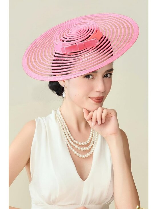 Wide Brim Fascinator Hat for Women | Vintage Tea Party, Wedding, Cocktail, High main image 4
